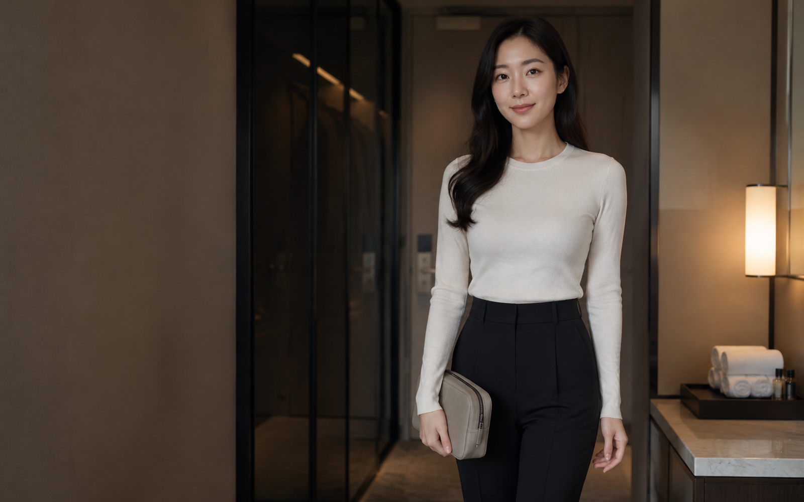 인천 간석 방문 홈케어를 안내하는 젊은 성인 한국 여성 관리사